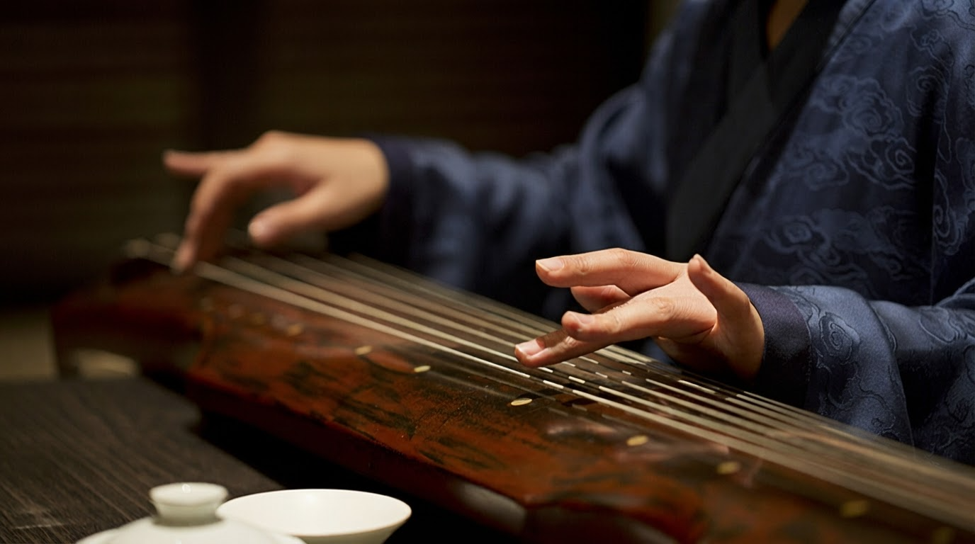 Taller guquin, instrumento chino